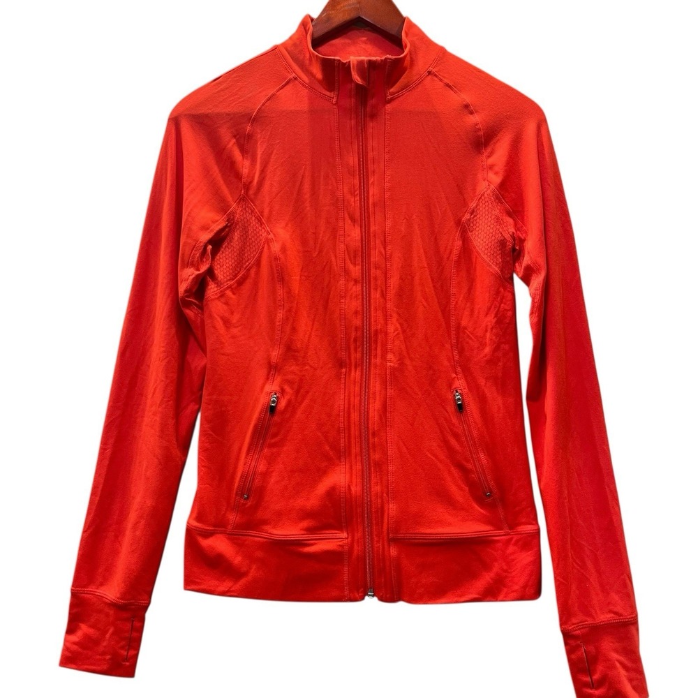 REVA Track Jacket Womens Medium Salmon Pink Full Zip Mock Neck Pockets Athletic